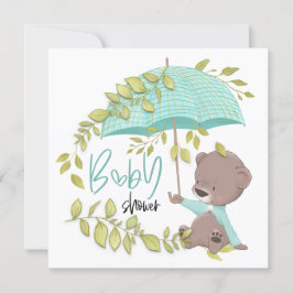 Schattige Beren paraplu botanische jongen Baby sho Kaart