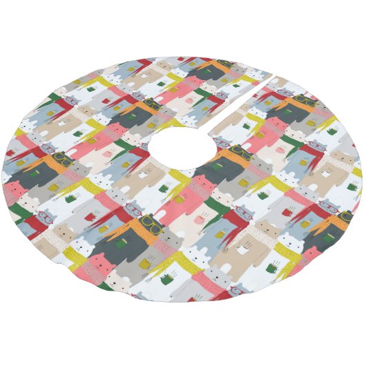 Schattige Beren Polyester Tree Skirt Kerstboom Rok (Gekanteld)