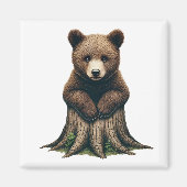Schattige Beren welp zittend op boomstronk Magneet (Voorkant)