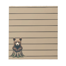 Schattige Beren welp zittend op boomstronk Notitieblok