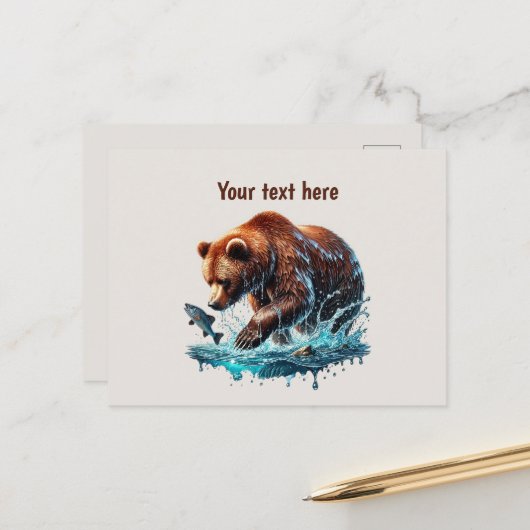 Schattige berenliefhebbers aanpasbaar briefkaart (Voorkant / Achterkant in situ)