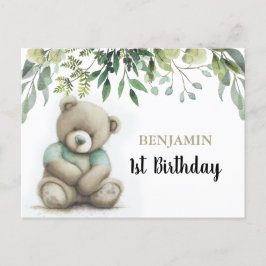 Schattige berenwaterverf teddybeer bladeren verjaa briefkaart