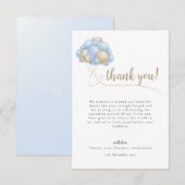 Schattige bericht Blue Balloon Baby shower Bedankkaart (Voorkant / Achterkant)