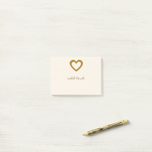 Schattige bericht met liefde gouden hart post-it® notes (Op bureau)