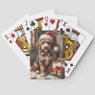 Schattige Bernedoodle Hond Knuffel Gebreide Kerstm Pokerkaarten
