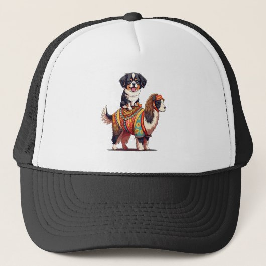 Schattige berner hondenrit op llama trucker pet (Voorkant)