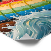 Schattige Berner Mountain Dog geniet van Float Tri Poster (Hoek)