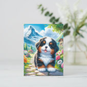 Schattige Berner Mountain Dog Puppy Briefkaart (Staand voorkant)