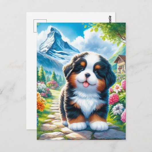 Schattige Berner Mountain Dog Puppy Briefkaart (Voorkant / Achterkant)