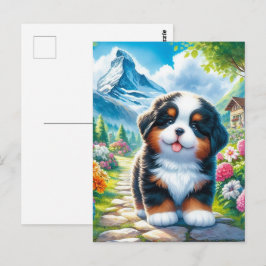 Schattige Berner Mountain Dog Puppy Briefkaart