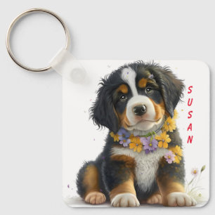 Schattige berner puppy hond sleutelhanger