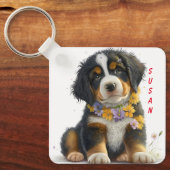 Schattige berner puppy hond sleutelhanger (Voorkant)