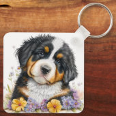 Schattige berner puppy hond sleutelhanger (Achterkant)