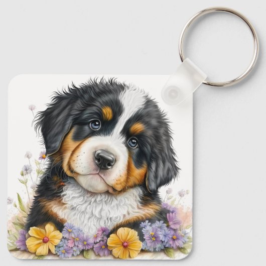 Schattige berner puppy hond sleutelhanger (Achterkant)