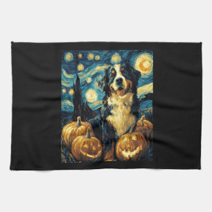 Schattige Berner Sennenhond Halloween Jack O Lante Theedoek