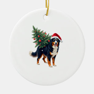 Schattige Berner Sennenhond in een kerstboom voor Keramisch Ornament