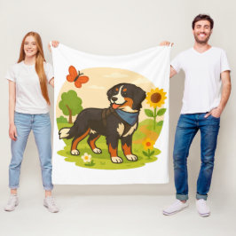 Schattige Berner Sennenhond met Zonnebloem & Boter Fleece Deken