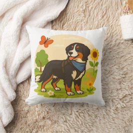 Schattige Berner Sennenhond met Zonnebloem & Boter Kussen