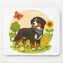 Schattige Berner Sennenhond met Zonnebloem & Boter Muismat