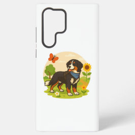 Schattige Berner Sennenhond met Zonnebloem & Boter Samsung Galaxy Hoesje