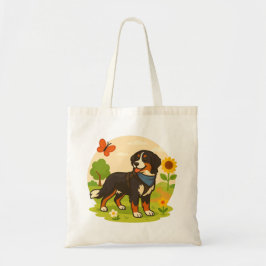 Schattige Berner Sennenhond met Zonnebloem & Boter Tote Bag