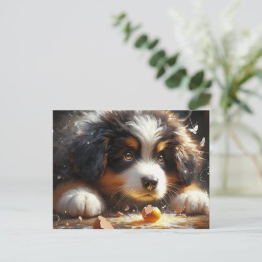 Schattige Berner Sennenhond Puppy Broken Egg Briefkaart (Staand voorkant)