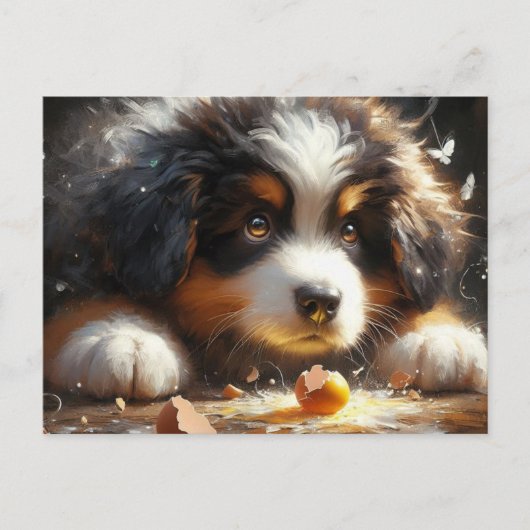 Schattige Berner Sennenhond Puppy Broken Egg Briefkaart (Voorkant)