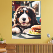 Schattige Bernerdoodle bij het Diner Canvas Afdruk (Insitu (Woonkamer))