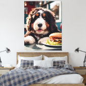 Schattige Bernerdoodle bij het Diner Canvas Afdruk (Insitu (Slaapkamer))
