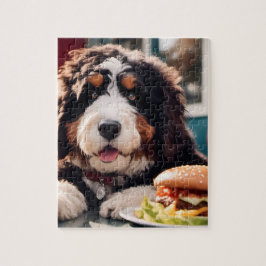 Schattige Bernerdoodle bij het Diner Legpuzzel