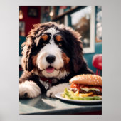Schattige Bernerdoodle bij het Diner Poster (Voorkant)