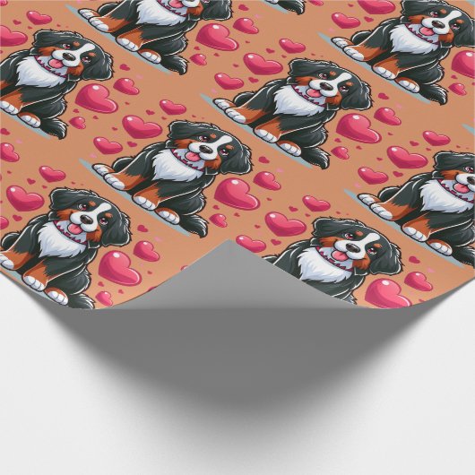 Schattige Bernese berghond Fijne Valentijnsdag Cadeaupapier (Hoek)