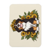 Schattige Bernese berghond met zonnebloemenkroon Magneet (Verticaal)