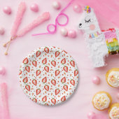 Schattige Berry Sweet Strawberry Pattern Papieren Bordje (Feest)