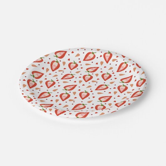 Schattige Berry Sweet Strawberry Pattern Papieren Bordje (Gekanteld)