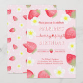 schattige Berry Sweet Strawberry verjaardag Kaart (Voorkant / Achterkant)