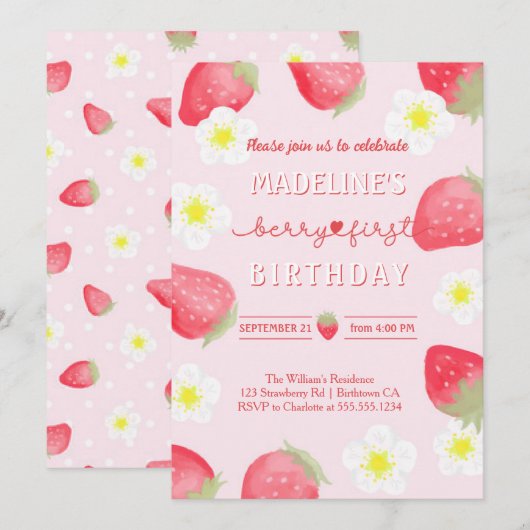 schattige Berry Sweet Strawberry verjaardag Kaart (Voorkant / Achterkant)