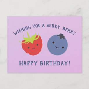 Schattige bes gelukkige verjaardag Kawaii bessen Briefkaart