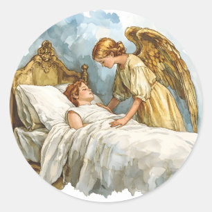 Schattige Beschermengel Christelijk Rooms-Katholie Ronde Sticker