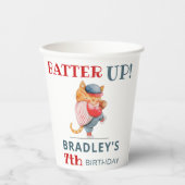 Schattige beslag omhoog! Jongens Baseball Sport Fa Papieren Bekers (Voorkant)