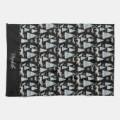 Schattige besneeuwd bos en charmante vossen theedoek (Horizontaal)