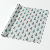 Schattige besneeuwde kerstboom cadeaupapier (Uitgerold)