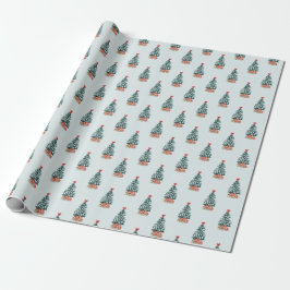 Schattige besneeuwde kerstboom cadeaupapier