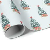 Schattige besneeuwde kerstboom cadeaupapier (Rol Hoek)