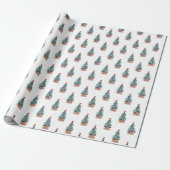 Schattige Besneeuwde Kerstboom Cadeaupapier (Uitgerold)