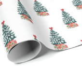 Schattige Besneeuwde Kerstboom Cadeaupapier (Rol Hoek)