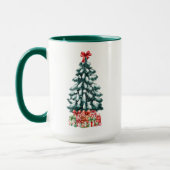 Schattige Besneeuwde Kerstboom Groen Mok (Links)