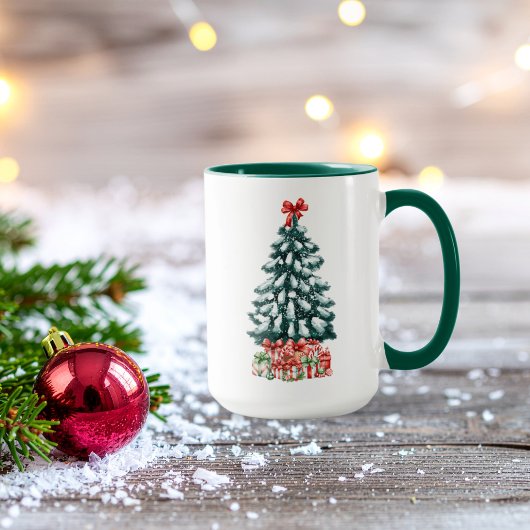 Schattige Besneeuwde Kerstboom Groen Mok