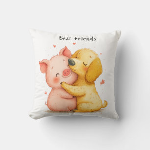 Schattige "Best Friends" Pig and Dog Sierkussen