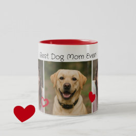 Schattige beste hond-moeder-harten 3-foto tweekleurige koffiemok